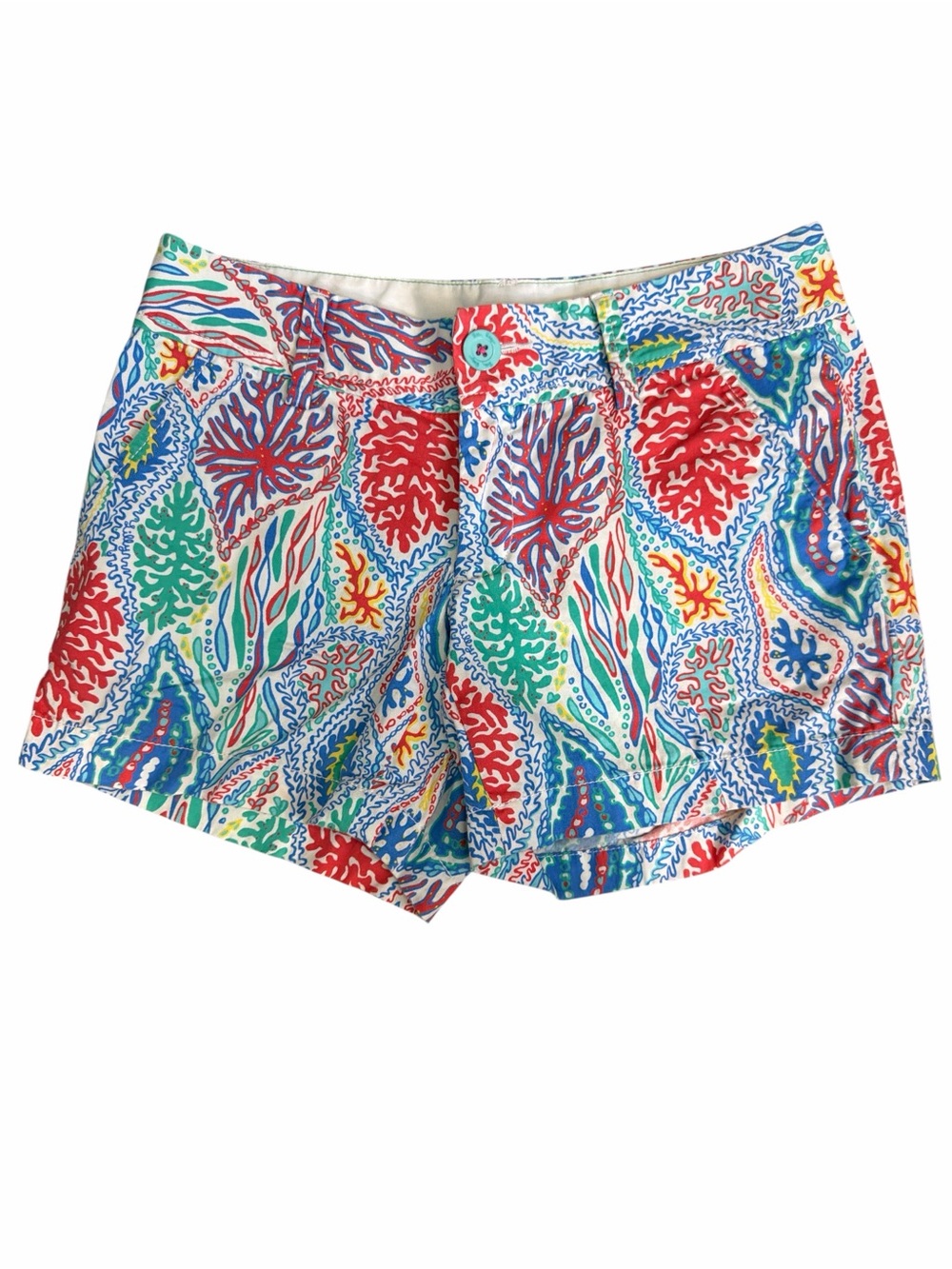 Lilly Pulitzer Callahan Printed Coral Reef Cotton Low-Rise Shorts  EC Size 0
